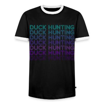 Duck Hunting Hunter Retro - Men's Ringer Shirt - black/white - Front - AI Model Female 172 light (172cm) & AI Model Male 178 light (178cm)