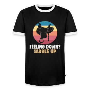 Design équestre et équestre pour les amoureux des chevaux - T-shirt contrasté Homme - noir/blanc - Devant - AI Model Female 172 light (172cm) & AI Model Male 178 light (178cm)