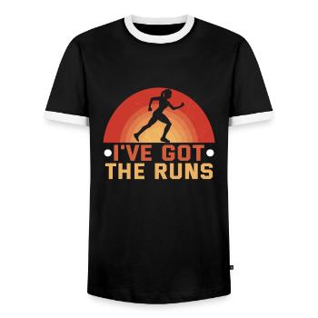 Running Marathon Runner Running - T-shirt contrasté Homme - noir/blanc - Devant - AI Model Female 172 light (172cm) & AI Model Male 178 light (178cm)