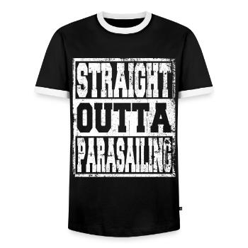 Parachute ascensionnel en disant drôle - T-shirt contrasté Homme - noir/blanc - Devant - AI Model Female 172 light (172cm) & AI Model Male 178 light (178cm)