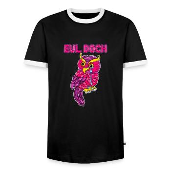Niedliche Traurige Pinke Eule Eul Doch - Männer Kontrast-T-Shirt - Schwarz/Weiß - Vorne - AI Model Female 172 light (172cm) & AI Model Male 178 light (178cm)