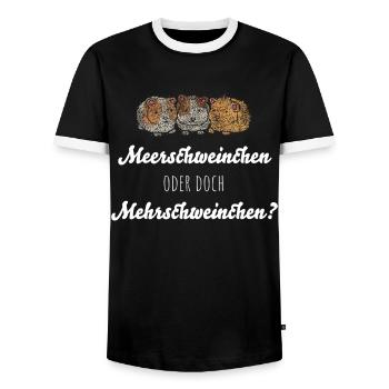 Meerschweinchen Meerschwein Haustiere - Männer Kontrast-T-Shirt - Schwarz/Weiß - Vorne - AI Model Female 172 light (172cm) & AI Model Male 178 light (178cm)