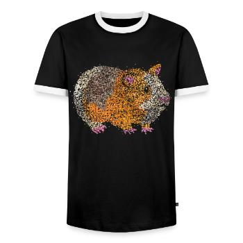 Guinea Pig Pig Pig - Men's Ringer Shirt - black/white - Front - AI Model Female 172 light (172cm) & AI Model Male 178 light (178cm)