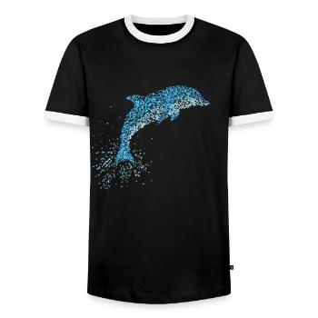 Dauphin Grand Nez Dauphin Dauphin Natation - T-shirt contrasté Homme - noir/blanc - Devant - AI Model Female 172 light (172cm) & AI Model Male 178 light (178cm)