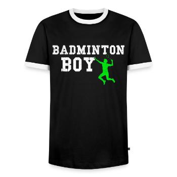 badminton boy - Männer Kontrast-T-Shirt - Schwarz/Weiß - Vorne - AI Model Female 172 light (172cm) & AI Model Male 178 light (178cm)