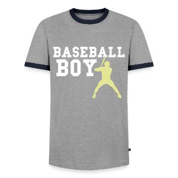 baseball boy - Männer Kontrast-T-Shirt - Grau/Navy  - Vorne - AI Model Female 172 light (172cm) & AI Model Male 178 light (178cm)