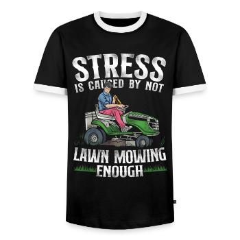 Lawn Mower Mowing Dad Father - Männer Kontrast-T-Shirt - Schwarz/Weiß - Vorne - AI Model Female 172 light (172cm) & AI Model Male 178 light (178cm)