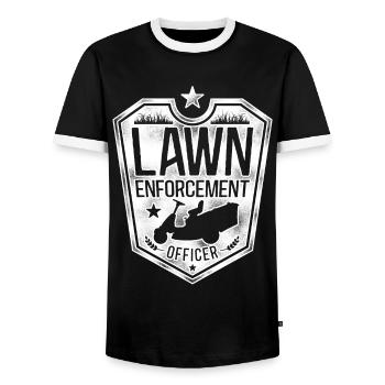 Lawn Mower Mowing Dad Father - Männer Kontrast-T-Shirt - Schwarz/Weiß - Vorne - AI Model Female 172 light (172cm) & AI Model Male 178 light (178cm)