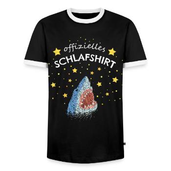 Offizielles Schlafshirt Weisser Hai Haie - Männer Kontrast-T-Shirt - Schwarz/Weiß - Vorne - AI Model Female 172 light (172cm) & AI Model Male 178 light (178cm)