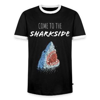 Grosser Weisser Hai Haifisch Wale Shark - Männer Kontrast-T-Shirt - Schwarz/Weiß - Vorne - AI Model Female 172 light (172cm) & AI Model Male 178 light (178cm)