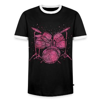 Batterie Batteur Batterie - T-shirt contrasté Homme - noir/blanc - Devant - AI Model Female 172 light (172cm) & AI Model Male 178 light (178cm)