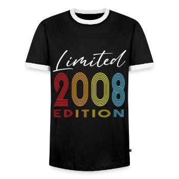 Limited Edition 2008 - Männer Kontrast-T-Shirt - Schwarz/Weiß - Vorne - AI Model Female 172 light (172cm) & AI Model Male 178 light (178cm)