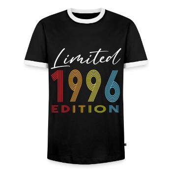 Édition limitée 1996 - T-shirt contrasté Homme - noir/blanc - Devant - AI Model Female 172 light (172cm) & AI Model Male 178 light (178cm)