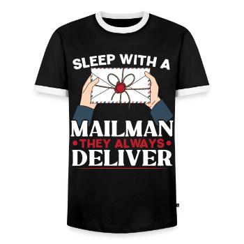 Sleep with a postman You always deliver - Men's Ringer Shirt - black/white - Front - AI Model Female 172 light (172cm) & AI Model Male 178 light (178cm)