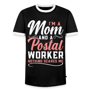 I am a mother and a postal worker Not - Men's Ringer Shirt - black/white - Front - AI Model Female 172 light (172cm) & AI Model Male 178 light (178cm)