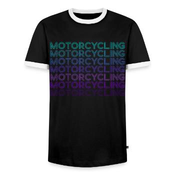 Motorcycling Motocross Motorcycle Biker Retro - Men's Ringer Shirt - black/white - Front - AI Model Female 172 light (172cm) & AI Model Male 178 light (178cm)
