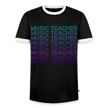 Professeur de musique Rétro - T-shirt contrasté Homme - noir/blanc - Devant - AI Model Female 172 light (172cm) & AI Model Male 178 light (178cm)