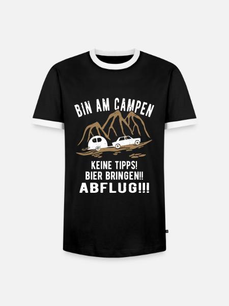 Bin am Campen Wohnwagen - Männer Kontrast-T-Shirt - Schwarz/Weiß