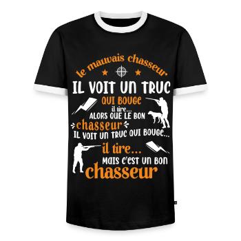 Bon Chasseur Humour Cadeau - T-shirt contrasté Homme - noir/blanc - Devant - AI Model Female 172 light (172cm) & AI Model Male 178 light (178cm)