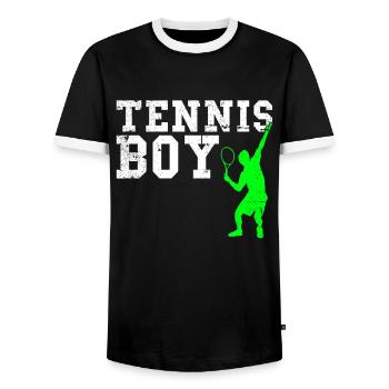Tennis boy - Männer Kontrast-T-Shirt - Schwarz/Weiß - Vorne - AI Model Female 172 light (172cm) & AI Model Male 178 light (178cm)
