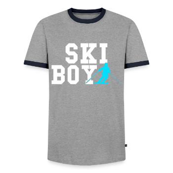 garçon de ski - T-shirt contrasté Homme - gris/marine  - Devant - AI Model Female 172 light (172cm) & AI Model Male 178 light (178cm)