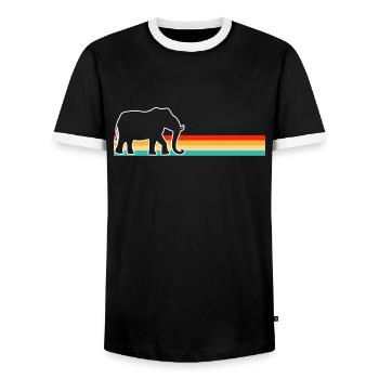 Rétro éléphant - T-shirt contrasté Homme - noir/blanc - Devant - AI Model Female 172 light (172cm) & AI Model Male 178 light (178cm)