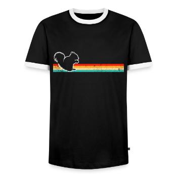 Squirrel Retro - Men's Ringer Shirt - black/white - Front - AI Model Female 172 light (172cm) & AI Model Male 178 light (178cm)