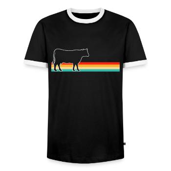 Kuh Rind Retro - Männer Kontrast-T-Shirt - Schwarz/Weiß - Vorne - AI Model Female 172 light (172cm) & AI Model Male 178 light (178cm)