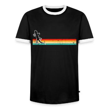 Lézard Rétro - T-shirt contrasté Homme - noir/blanc - Devant - AI Model Female 172 light (172cm) & AI Model Male 178 light (178cm)