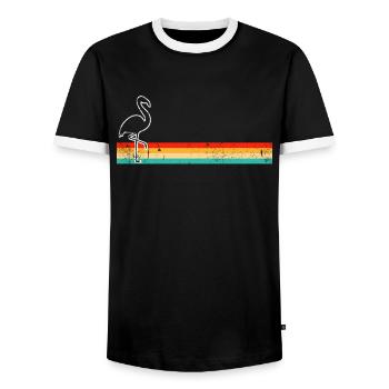 Flamingo Retro - Männer Kontrast-T-Shirt - Schwarz/Weiß - Vorne - AI Model Female 172 light (172cm) & AI Model Male 178 light (178cm)