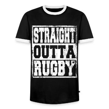 Rugby saying funny - Men's Ringer Shirt - black/white - Front - AI Model Female 172 light (172cm) & AI Model Male 178 light (178cm)