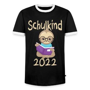 Schulkind 2022 Faultier - Männer Kontrast-T-Shirt - Schwarz/Weiß - Vorne - AI Model Female 172 light (172cm) & AI Model Male 178 light (178cm)