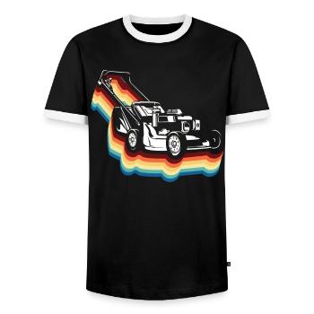 Lawn Mower Mowing Dad Father - Männer Kontrast-T-Shirt - Schwarz/Weiß - Vorne - AI Model Female 172 light (172cm) & AI Model Male 178 light (178cm)