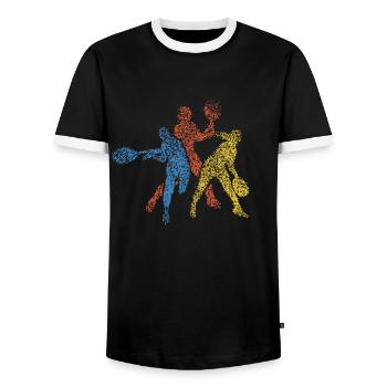 Tennis Tennisspielerin Tennisspieler - Männer Kontrast-T-Shirt - Schwarz/Weiß - Vorne - AI Model Female 172 light (172cm) & AI Model Male 178 light (178cm)