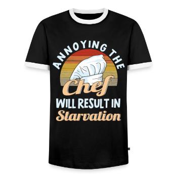 Koch Chefkoch Küche Restaurant lustiger Spruch - Männer Kontrast-T-Shirt - Schwarz/Weiß - Vorne - AI Model Female 172 light (172cm) & AI Model Male 178 light (178cm)