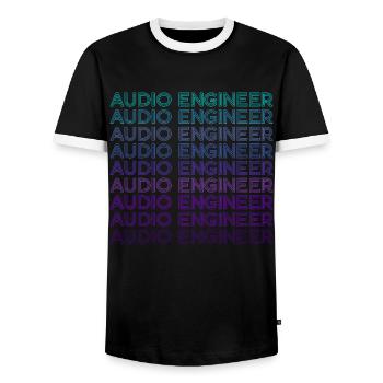 Ingénieur du son Ingénieur du son Retro - T-shirt contrasté Homme - noir/blanc - Devant - AI Model Female 172 light (172cm) & AI Model Male 178 light (178cm)