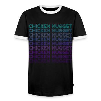Chicken Nugget Retro - Men's Ringer Shirt - black/white - Front - AI Model Female 172 light (172cm) & AI Model Male 178 light (178cm)