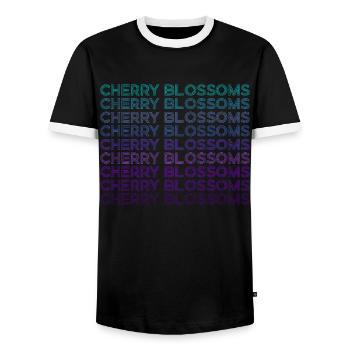Cherry Blossoms Sakura Flowers Japan Retro - Men's Ringer Shirt - black/white - Front - AI Model Female 172 light (172cm) & AI Model Male 178 light (178cm)
