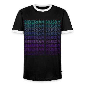 Siberian Husky Retro - Männer Kontrast-T-Shirt - Schwarz/Weiß - Vorne - AI Model Female 172 light (172cm) & AI Model Male 178 light (178cm)