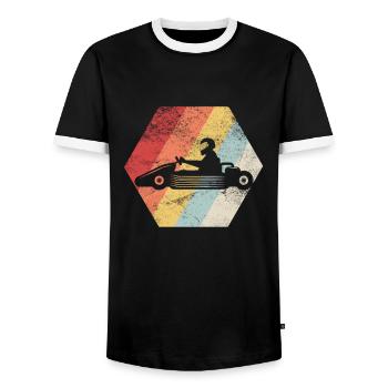 Go Kart Driver - Kart Driver Race - Men's Ringer Shirt - black/white - Front - AI Model Female 172 light (172cm) & AI Model Male 178 light (178cm)