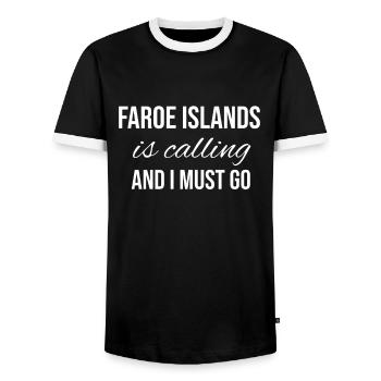 Féroé (îles) - T-shirt contrasté Homme - noir/blanc - Devant - AI Model Female 172 light (172cm) & AI Model Male 178 light (178cm)