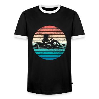 GoKart - Kartsport - Kart - Go Kart - T-shirt contrasté Homme - noir/blanc - Devant - AI Model Female 172 light (172cm) & AI Model Male 178 light (178cm)