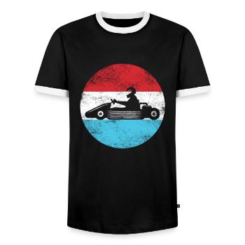 Go Kart Fahrer - Kartfahrer Wettrennen - Männer Kontrast-T-Shirt - Schwarz/Weiß - Vorne - AI Model Female 172 light (172cm) & AI Model Male 178 light (178cm)