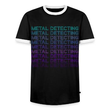 Rétro de détection de métaux - T-shirt contrasté Homme - noir/blanc - Devant - AI Model Female 172 light (172cm) & AI Model Male 178 light (178cm)