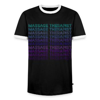 Massothérapeute Retro - T-shirt contrasté Homme - noir/blanc - Devant - AI Model Female 172 light (172cm) & AI Model Male 178 light (178cm)