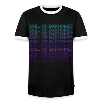 Sceau de Baphomet Retro - T-shirt contrasté Homme - noir/blanc - Devant - AI Model Female 172 light (172cm) & AI Model Male 178 light (178cm)
