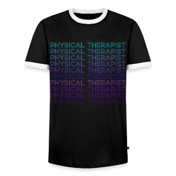 Physiotherapeutin Physiotherapie Retro - Männer Kontrast-T-Shirt - Schwarz/Weiß - Vorne - AI Model Female 172 light (172cm) & AI Model Male 178 light (178cm)
