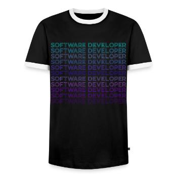 Software Developer Computer Programmer Retro - Men's Ringer Shirt - black/white - Front - AI Model Female 172 light (172cm) & AI Model Male 178 light (178cm)