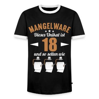 Mangelware Unikat selten 18 Jahre 18. Geburtstag - Männer Kontrast-T-Shirt - Schwarz/Weiß - Vorne - AI Model Female 172 light (172cm) & AI Model Male 178 light (178cm)