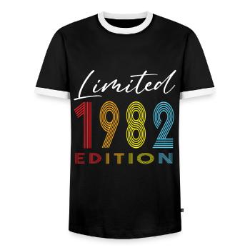 Édition limitée 1982 - T-shirt contrasté Homme - noir/blanc - Devant - AI Model Female 172 light (172cm) & AI Model Male 178 light (178cm)